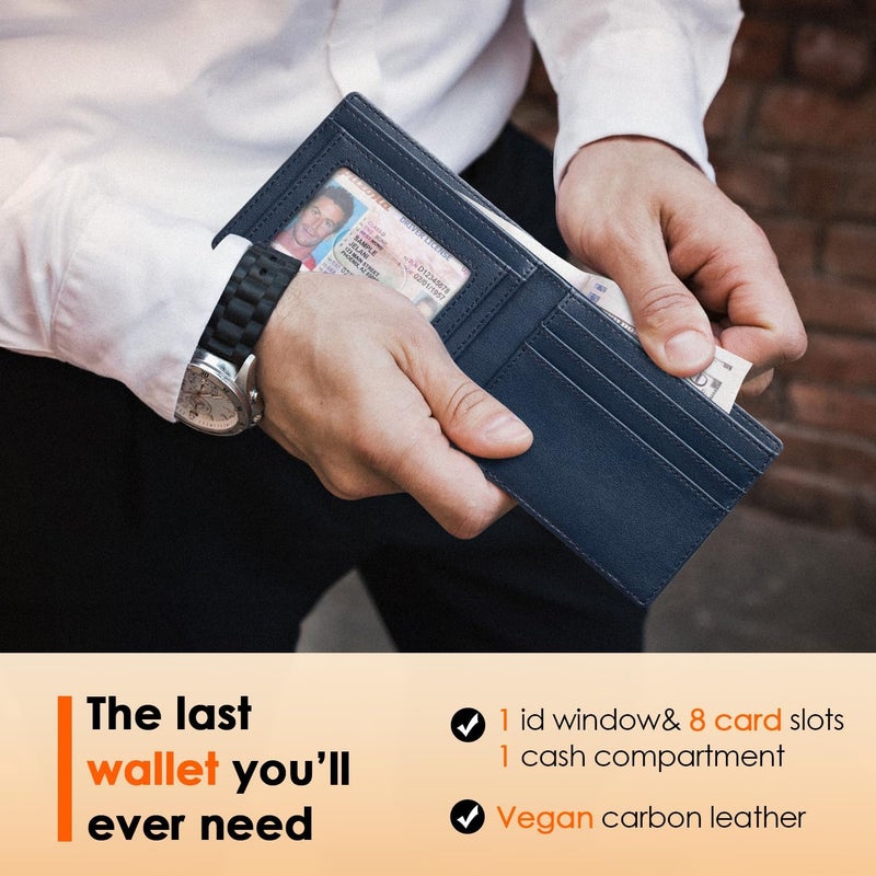 RUNBOX Wallet for Men Slim Leather Bifold RFID Blocking Minimalist Front Pocket Design with Gift Box - Image 2